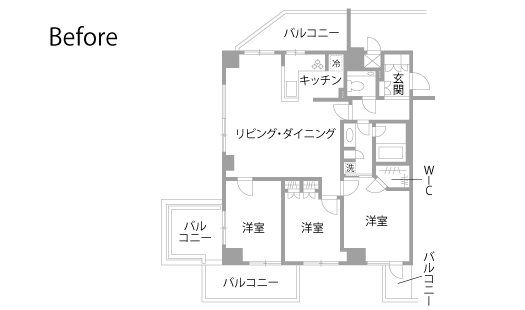 マンションリノベーション　既存間取り図