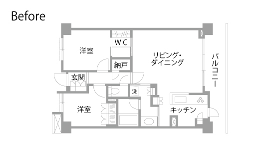 マンションリノベーション　既存間取り図