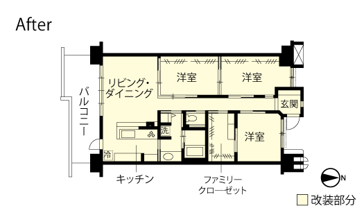 マンションリノベーション　改修後間取り図