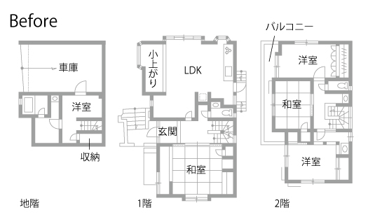 戸建てリノベーション　既存間取り図