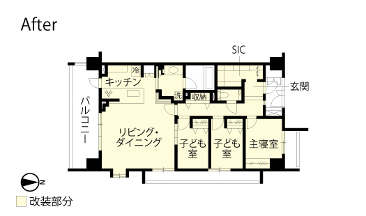 マンションリノベーション　改修後間取り図