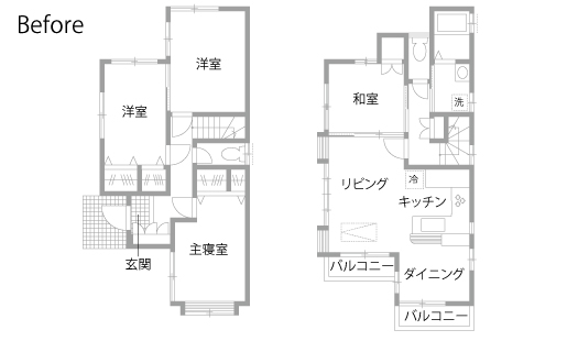 戸建てリノベーション　既存間取り図