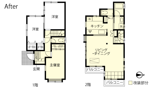 戸建てリノベーション　改修後間取り図