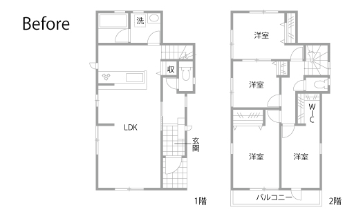 戸建てリノベーション　既存間取り図