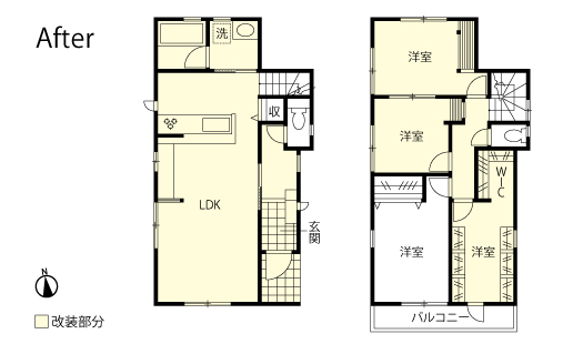 戸建てリノベーション　改修後間取り図